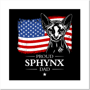 Proud Sphynx Dad American Flag patriotic cat Posters and Art